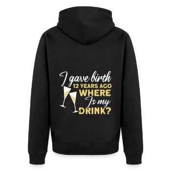 12. Geburtstag Bier Trinken Mutter Mama - Unisex Premium Bio Zip Hoodie - Schwarz - Hinten - Nico (187cm)