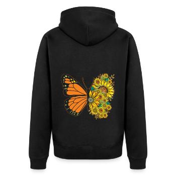 Tournesol Papillon Floral Femmes Filles - Veste à capuche bio Premium Unisexe - noir - Dos - Nico (187cm)