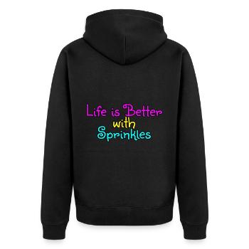 Life Is Better With Sprinkles 13 - Unisex Premium Organic Zip Hoodie - black - Back - Nico (187cm)