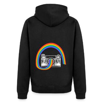 Photography Camera Lens Rainbow - Unisex Premium Bio Zip Hoodie - Schwarz - Hinten - Nico (187cm)