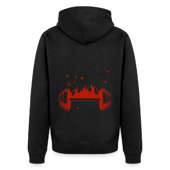 Bodybuilding - Gewichtheben - Fitness - Workout - Unisex Premium Bio Zip Hoodie - Schwarz - Hinten - Nico (187cm)