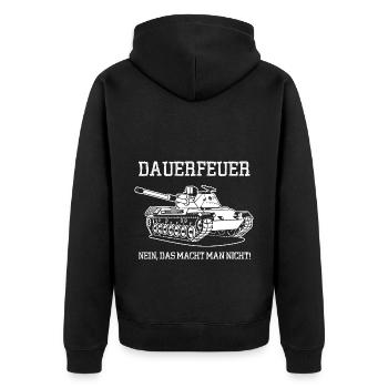 Dauerfeuer Nein Das Macht Man Nicht Panzer - Unisex Premium Bio Zip Hoodie - Schwarz - Hinten - Nico (187cm)