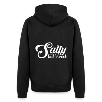 Salty but Sweet 13 - Unisex Premium Bio Zip Hoodie - Schwarz - Hinten - Nico (187cm)