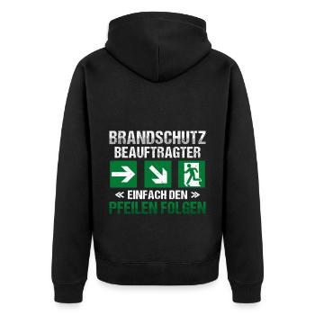 Brandschutzbeauftragter Brandschutz Pfeile - Unisex Premium Bio Zip Hoodie - Schwarz - Hinten - Nico (187cm)