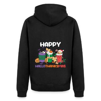 Weihnachten Weihnachtsmann Geschenke - Unisex Premium Bio Zip Hoodie - Schwarz - Hinten - Nico (187cm)