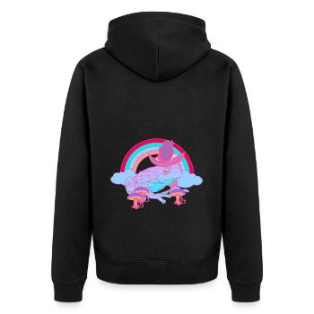 Magic Rainbow Toad Frog Wizard Frogs - Unisex Premium Organic Zip Hoodie - black - Back - Nico (187cm)