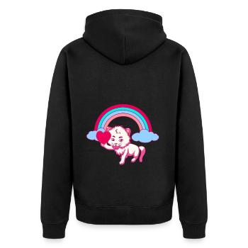 Rainbow Soft Kitten Children Toddler Baby - Unisex Premium Organic Zip Hoodie - black - Back - Nico (187cm)