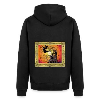 Moyen Age Château Sorcière Heure Halloween Horreur - Veste à capuche bio Premium Unisexe - noir - Dos - Nico (187cm)