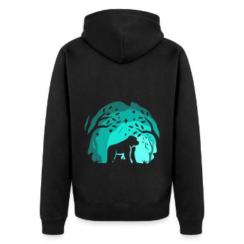 Gorilla Retro Vintage 80er Jahre Stil - Unisex Premium Bio Zip Hoodie - Schwarz - Hinten - Nico (187cm)