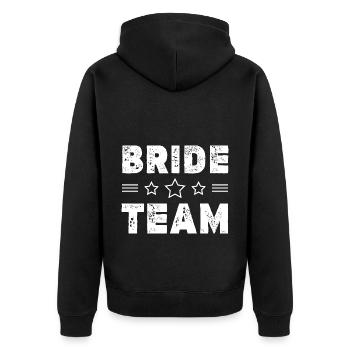 Bride Team - Unisex Premium Bio Zip Hoodie - Schwarz - Hinten - Nico (187cm)