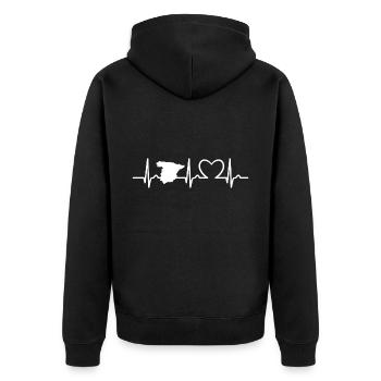 Herzkurve - Puls Spanien - Reise - Nation - Unisex Premium Bio Zip Hoodie - Schwarz - Hinten - Nico (187cm)