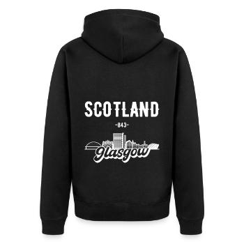 Cadeau Skyline de Glasgow en Écosse - Veste à capuche bio Premium Unisexe - noir - Dos - Nico (187cm)