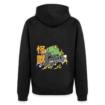 Dinosaure géant Coucher de soleil japonais - Veste à capuche bio Premium Unisexe - noir - Dos - Nico (187cm)