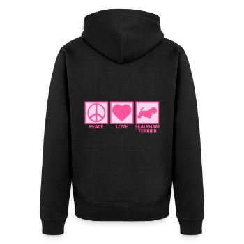 Sealyham Terrier Mom Mama Mistress Peace Love - Unisex Premium Organic Zip Hoodie - black - Back - Nico (187cm)