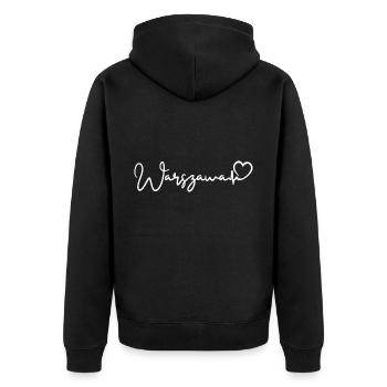 Warszawa Herzschlag Warschau - Unisex Premium Bio Zip Hoodie - Schwarz - Hinten - Nico (187cm)