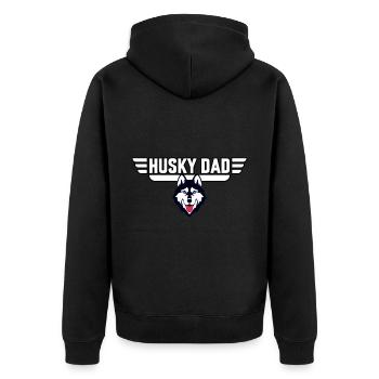 Husky Dad - Unisex Premium Bio Zip Hoodie - Schwarz - Hinten - Nico (187cm)