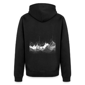 Paysage de montagne minimaliste surréaliste en blanc - Veste à capuche bio Premium Unisexe - noir - Dos - Nico (187cm)
