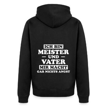 Meister Prüfung Lustiger Spruch Meister Geschenk - Unisex Premium Bio Zip Hoodie - Schwarz - Hinten - Nico (187cm)