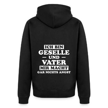 Geselle Lustiger Spruch Gesellenprüfung Geschenk - Unisex Premium Bio Zip Hoodie - Schwarz - Hinten - Nico (187cm)