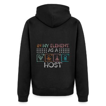 Podcast Announcement Speaker Broadcast - Unisex Premium Organic Zip Hoodie - black - Back - Nico (187cm)