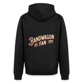 Bandwagon Fan 16 - Unisex Premium Bio Zip Hoodie - Schwarz - Hinten - Nico (187cm)