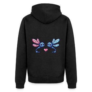 Libellule Couple Amoureux Animal Saint Valentin - Veste à capuche bio Premium Unisexe - noir - Dos - Nico (187cm)