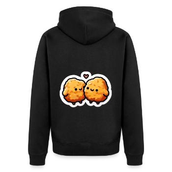 Cute Chicken Nuggets Heart Valentines Day - Unisex Premium Organic Zip Hoodie - black - Back - Nico (187cm)