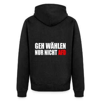 geh wählen nur nicht afd - Unisex Premium Bio Zip Hoodie - Schwarz - Hinten - Nico (187cm)