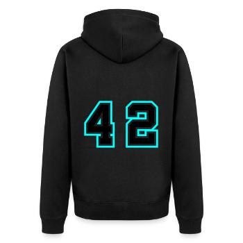 42 Number symbol - Unisex Premium Organic Zip Hoodie - black - Back - Nico (187cm)