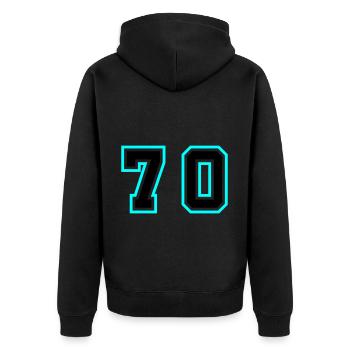70 Number Symbol - Unisex Premium Organic Zip Hoodie - black - Back - Nico (187cm)