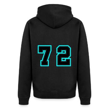 72 Zahl Symbol - Unisex Premium Bio Zip Hoodie - Schwarz - Hinten - Nico (187cm)