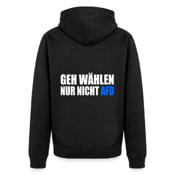 geh wählen nur nicht afd - Unisex Premium Bio Zip Hoodie - Schwarz - Hinten - Nico (187cm)