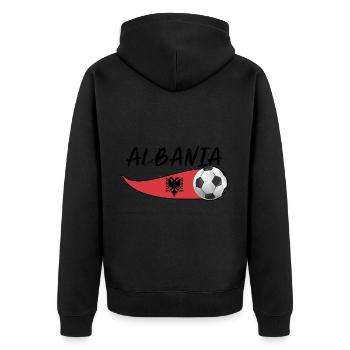 Albaner Albanisch Albanien - Unisex Premium Bio Zip Hoodie - Schwarz - Hinten - Nico (187cm)
