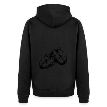 Kaffee Kaffeebohne - Unisex Premium Bio Zip Hoodie - Schwarz - Hinten - Nico (187cm)