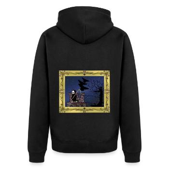 Horror Mittelalter Burg Festung Sensenmann Tod - Unisex Premium Bio Zip Hoodie - Schwarz - Hinten - Nico (187cm)