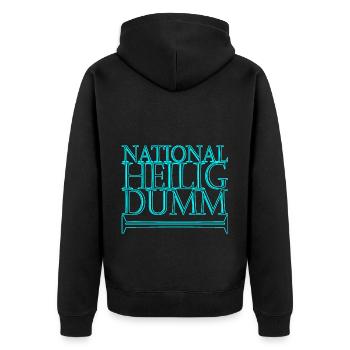 nationalheiligdumm turkis - Unisex Premium Bio Zip Hoodie - Schwarz - Hinten - Nico (187cm)
