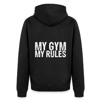 My Gym, My Rules 4 - Unisex Premium Organic Zip Hoodie - black - Back - Nico (187cm)