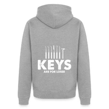Les clés sont pour Looser Lockpicking Lock Picking - Veste à capuche bio Premium Unisexe - gris chiné - Dos - Nico (187cm)