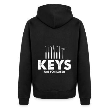Keys are for Looser Lockpicking Lock Picking - Unisex Premium Organic Zip Hoodie - black - Back - Nico (187cm)