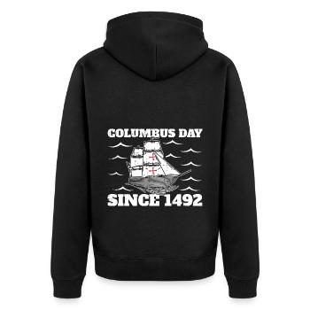 Christopher Columbus - Unisex Premium Bio Zip Hoodie - Schwarz - Hinten - Nico (187cm)