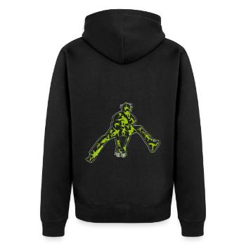 Parkour Freies Laufen Traceur Freestyle Sport - Unisex Premium Bio Zip Hoodie - Schwarz - Hinten - Nico (187cm)