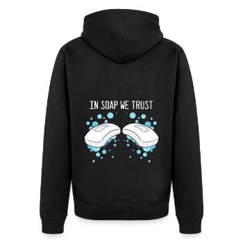 Homemade soap design for oil soap making - Unisex Premium Organic Zip Hoodie - black - Back - Nico (187cm)