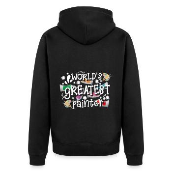 Farben Arbeit Malermeister - Unisex Premium Bio Zip Hoodie - Schwarz - Hinten - Nico (187cm)