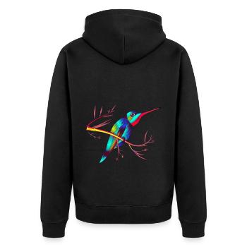 bunter kohlibrie (Vogelliebhaber) - Unisex Premium Bio Zip Hoodie - Schwarz - Hinten - Nico (187cm)