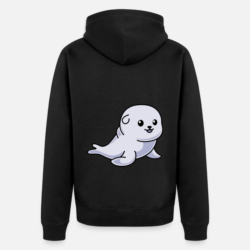 Robbe Tier Comic - Unisex Premium Bio Zip Hoodie - Schwarz