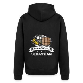 Gabelstaplerfahrer und Lagerhaus Gabestaplerfahrer - Unisex Premium Bio Zip Hoodie - Schwarz - Hinten - Nico (187cm)