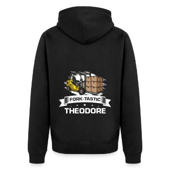Forklift driver and warehouse forklift driver - Unisex Premium Organic Zip Hoodie - black - Back - Nico (187cm)