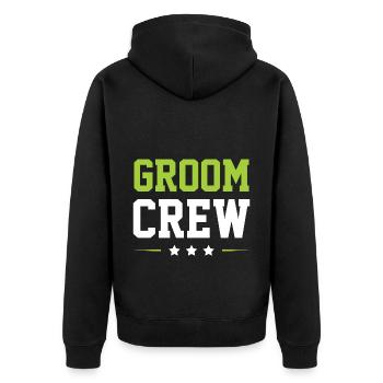 Groom Crew - Unisex Premium Bio Zip Hoodie - Schwarz - Hinten - Nico (187cm)
