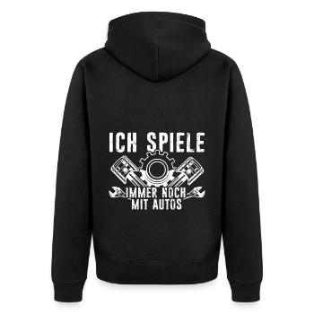 Ich Spiele Immer Noch Mit Autos - Tuning Spruch Tu - Unisex Premium Bio Zip Hoodie - Schwarz - Hinten - Nico (187cm)