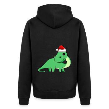 Dinosaur brontosaurus Christmas - Unisex Premium Organic Zip Hoodie - black - Back - Nico (187cm)